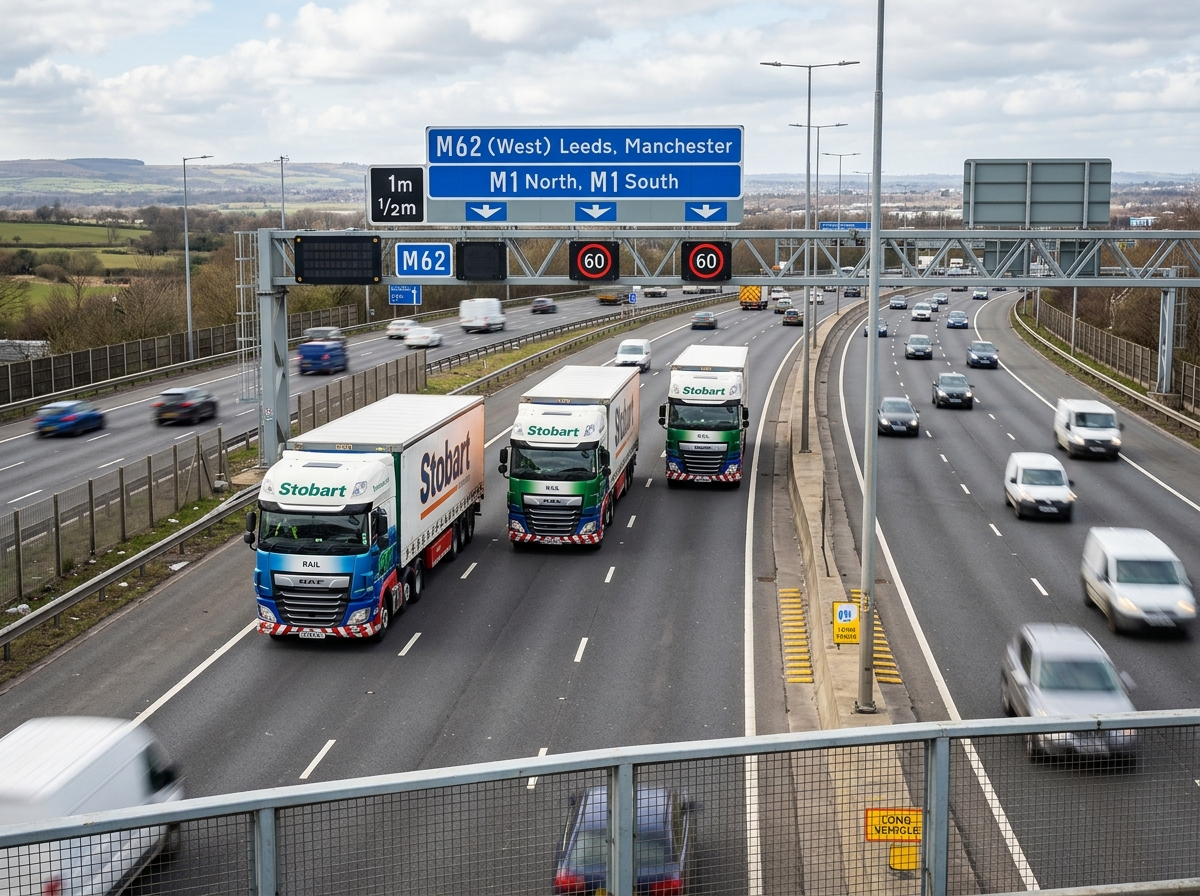 Tipper lorries on a motorway